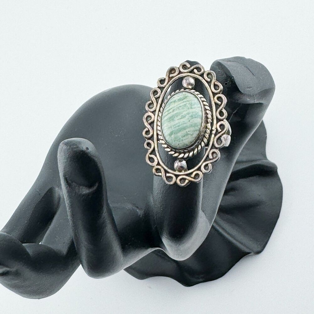 Vintage White Matrix Turquoise Ring - Boho Statement Piece